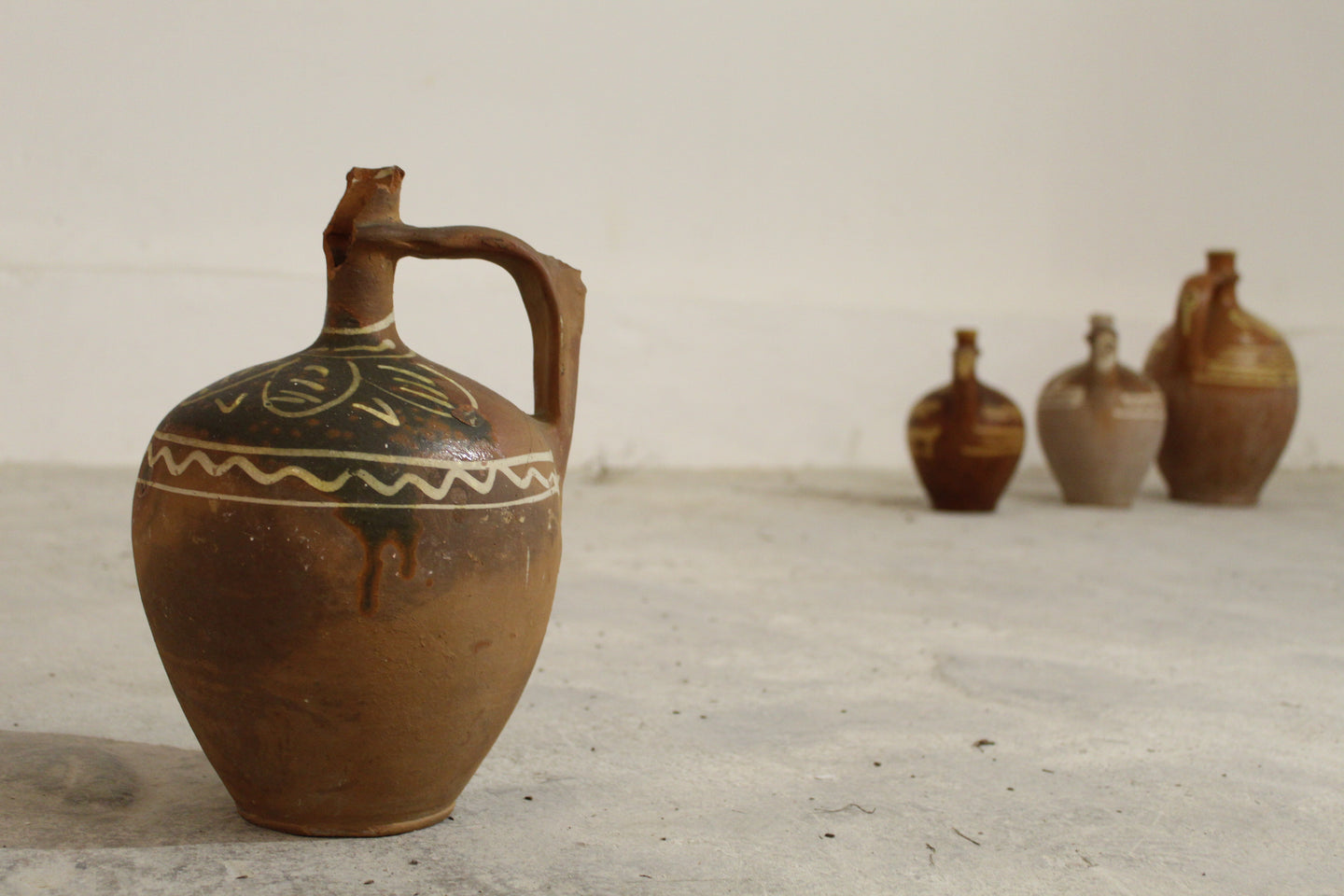 TERRACOTTA WATER JUG WITH WHITE DETAILS