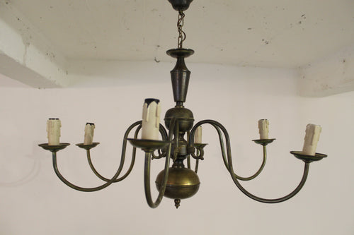 LARGE ANTIQUE PROVINCIAL CHANDELIER 6 ARM LIGHT