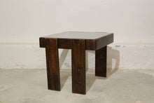 Load image into Gallery viewer, VINTAGE WOODEN SIDE TABLE WITH GLASS ON TOP AT ATELIER CELINA
