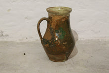 Load image into Gallery viewer, BEAUTIFUL DECORATED TERRACOTTA JUG WITH HANDMADE GREEN FLOWERS
