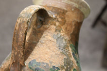 Load image into Gallery viewer, BEAUTIFUL DECORATED TERRACOTTA JUG WITH HANDMADE GREEN FLOWERS
